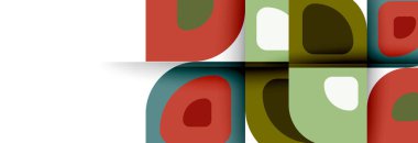 Soyut yuvarlak şekiller ve gölge efektleri tekrarlanan vektör modern geometrik arkaplan kümesi