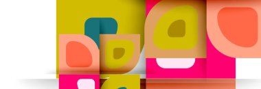 Soyut yuvarlak şekiller ve gölge efektleri tekrarlanan vektör modern geometrik arkaplan kümesi