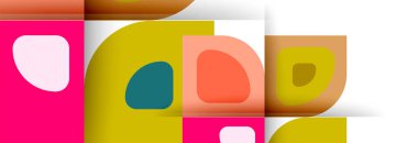 Soyut yuvarlak şekiller ve gölge efektleri tekrarlanan vektör modern geometrik arkaplan kümesi