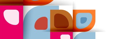 Soyut yuvarlak şekiller ve gölge efektleri tekrarlanan vektör modern geometrik arkaplan kümesi