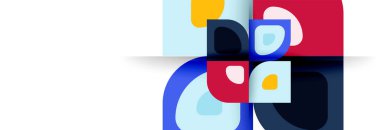 Soyut yuvarlak şekiller ve gölge efektleri tekrarlanan vektör modern geometrik arkaplan kümesi