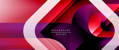 Çizgiler ve modern formlarla vektör geometrik arkaplan. Soyut yuvarlak şekiller, gölge ve ışık efektleri ile akışkan eğimli