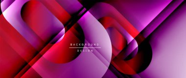 Çizgiler ve modern formlarla vektör geometrik arkaplan. Soyut yuvarlak şekiller, gölge ve ışık efektleri ile akışkan eğimli