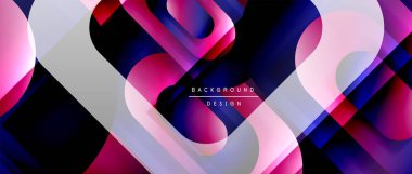 Çizgiler ve modern formlarla vektör geometrik arkaplan. Soyut yuvarlak şekiller, gölge ve ışık efektleri ile akışkan eğimli