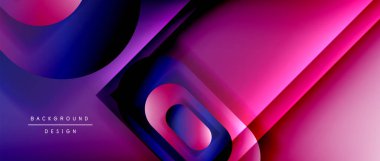 Çizgiler ve modern formlarla vektör geometrik arkaplan. Soyut yuvarlak şekiller, gölge ve ışık efektleri ile akışkan eğimli