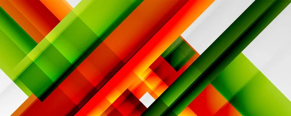 Fond abstrait géométrique avec des lignes d'ombre, des formes modernes, des rectangles, des carrés et des gradients fluides. Bright coloré rayures cool fonds — Image vectorielle