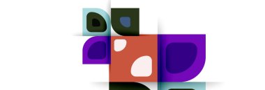 Soyut yuvarlak şekiller ve gölge efektleri tekrarlanan vektör modern geometrik arkaplan kümesi