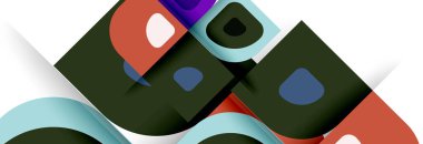 Soyut yuvarlak şekiller ve gölge efektleri tekrarlanan vektör modern geometrik arkaplan kümesi