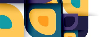 Soyut yuvarlak şekiller ve gölge efektleri tekrarlanan vektör modern geometrik arkaplan kümesi