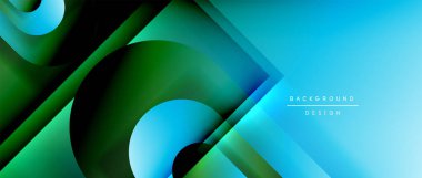 Çizgiler ve modern formlarla vektör geometrik arkaplan. Soyut yuvarlak şekiller, gölge ve ışık efektleri ile akışkan eğimli