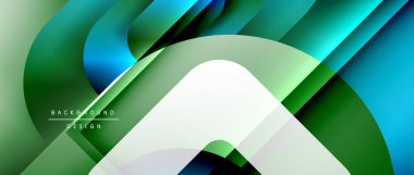 Çizgiler ve modern formlarla vektör geometrik arkaplan. Soyut yuvarlak şekiller, gölge ve ışık efektleri ile akışkan eğimli