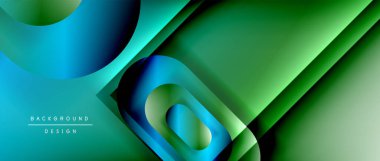 Çizgiler ve modern formlarla vektör geometrik arkaplan. Soyut yuvarlak şekiller, gölge ve ışık efektleri ile akışkan eğimli