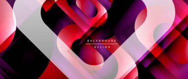 Çizgiler ve modern formlarla vektör geometrik arkaplan. Soyut yuvarlak şekiller, gölge ve ışık efektleri ile akışkan eğimli