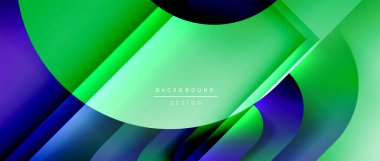 Çizgiler ve modern formlarla vektör geometrik arkaplan. Soyut yuvarlak şekiller, gölge ve ışık efektleri ile akışkan eğimli