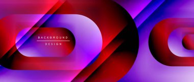 Çizgiler ve modern formlarla vektör geometrik arkaplan. Soyut yuvarlak şekiller, gölge ve ışık efektleri ile akışkan eğimli