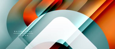 Çizgiler ve modern formlarla vektör geometrik arkaplan. Soyut yuvarlak şekiller, gölge ve ışık efektleri ile akışkan eğimli