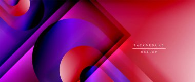 Çizgiler ve modern formlarla vektör geometrik arkaplan. Soyut yuvarlak şekiller, gölge ve ışık efektleri ile akışkan eğimli