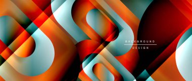 Çizgiler ve modern formlarla vektör geometrik arkaplan. Soyut yuvarlak şekiller, gölge ve ışık efektleri ile akışkan eğimli