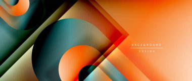 Çizgiler ve modern formlarla vektör geometrik arkaplan. Soyut yuvarlak şekiller, gölge ve ışık efektleri ile akışkan eğimli