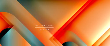 Çizgiler ve modern formlarla vektör geometrik arkaplan. Soyut yuvarlak şekiller, gölge ve ışık efektleri ile akışkan eğimli