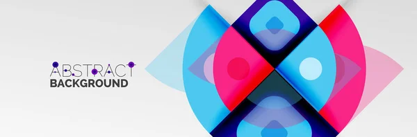 Warna cerah lingkaran, bentuk bulat abstrak dan komposisi segitiga dengan efek bayangan. Templat desain geometris vektor modern - Stok Vektor