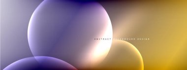 Vektör soyut arka plan sıvı baloncuk daireleri, gölgeler ve ışık efektleri ile sıvı gradyan. Metin için parlak tasarım şablonları