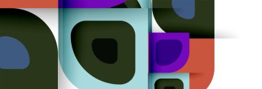 Soyut yuvarlak şekiller ve gölge efektleri tekrarlanan vektör modern geometrik arkaplan kümesi