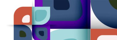 Soyut yuvarlak şekiller ve gölge efektleri tekrarlanan vektör modern geometrik arkaplan kümesi