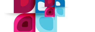 Soyut yuvarlak şekiller ve gölge efektleri tekrarlanan vektör modern geometrik arkaplan kümesi