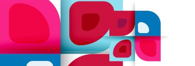 Soyut yuvarlak şekiller ve gölge efektleri tekrarlanan vektör modern geometrik arkaplan kümesi