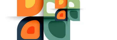 Soyut yuvarlak şekiller ve gölge efektleri tekrarlanan vektör modern geometrik arkaplan kümesi