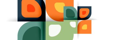 Soyut yuvarlak şekiller ve gölge efektleri tekrarlanan vektör modern geometrik arkaplan kümesi