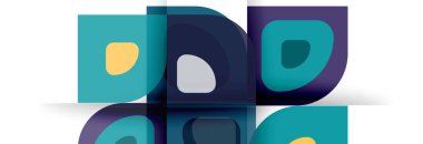 Soyut yuvarlak şekiller ve gölge efektleri tekrarlanan vektör modern geometrik arkaplan kümesi