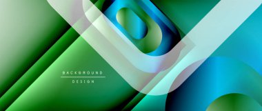 Çizgiler ve modern formlarla vektör geometrik arkaplan. Soyut yuvarlak şekiller, gölge ve ışık efektleri ile akışkan eğimli