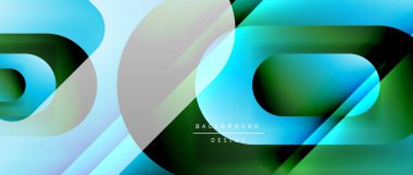 Çizgiler ve modern formlarla vektör geometrik arkaplan. Soyut yuvarlak şekiller, gölge ve ışık efektleri ile akışkan eğimli