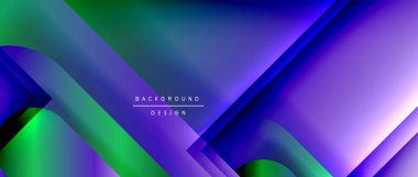 Çizgiler ve modern formlarla vektör geometrik arkaplan. Soyut yuvarlak şekiller, gölge ve ışık efektleri ile akışkan eğimli