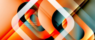 Çizgiler ve modern formlarla vektör geometrik arkaplan. Soyut yuvarlak şekiller, gölge ve ışık efektleri ile akışkan eğimli