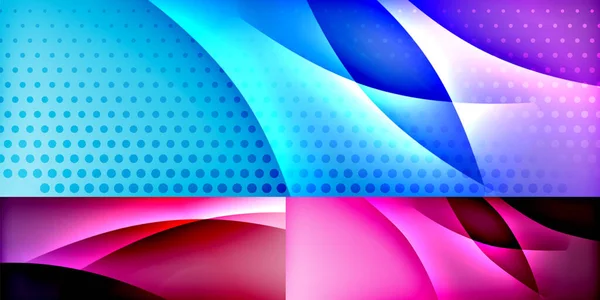 Glänzend fließende Neon-Wellen abstrakten Hintergrund gesetzt — Stockvektor