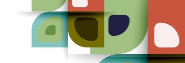 Soyut yuvarlak şekiller ve gölge efektleri tekrarlanan vektör modern geometrik arkaplan kümesi