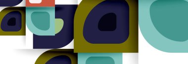 Soyut yuvarlak şekiller ve gölge efektleri tekrarlanan vektör modern geometrik arkaplan kümesi