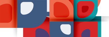 Soyut yuvarlak şekiller ve gölge efektleri tekrarlanan vektör modern geometrik arkaplan kümesi