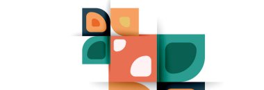 Soyut yuvarlak şekiller ve gölge efektleri tekrarlanan vektör modern geometrik arkaplan kümesi