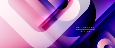 Çizgiler ve modern formlarla vektör geometrik arkaplan. Soyut yuvarlak şekiller, gölge ve ışık efektleri ile akışkan eğimli