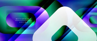 Çizgiler ve modern formlarla vektör geometrik arkaplan. Soyut yuvarlak şekiller, gölge ve ışık efektleri ile akışkan eğimli