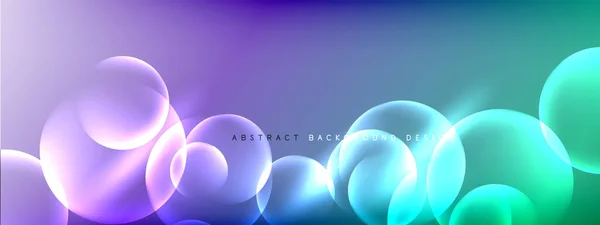 Vector abstract background liquid bubble circles on fluid gradient with shadows and light effects. Shiny design templates for text — Stock Vector