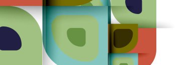 Soyut yuvarlak şekiller ve gölge efektleri tekrarlanan vektör modern geometrik arkaplan kümesi