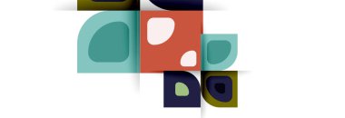 Soyut yuvarlak şekiller ve gölge efektleri tekrarlanan vektör modern geometrik arkaplan kümesi