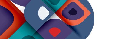 Soyut yuvarlak şekiller ve gölge efektleri tekrarlanan vektör modern geometrik arkaplan kümesi