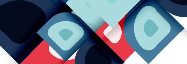 Soyut yuvarlak şekiller ve gölge efektleri tekrarlanan vektör modern geometrik arkaplan kümesi