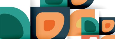 Soyut yuvarlak şekiller ve gölge efektleri tekrarlanan vektör modern geometrik arkaplan kümesi